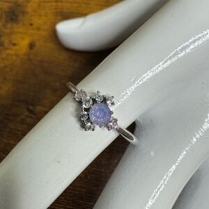 Sterling Silver Ring with Sparkling Purple Tanzanite Stone size 8